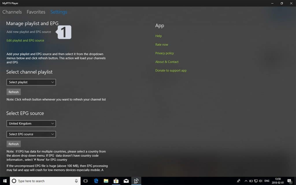 Navigate Settings MyIPTV Player  